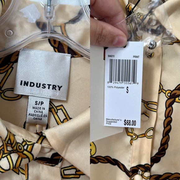 NWT Industry Republic Clothing Satin Chain Print Blouse S - Picture 8 of 15